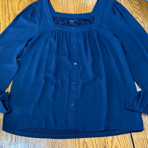 LOFT Outlet navy blue long sleeve blouse.  Ladies size small. - Picture 1 of 9